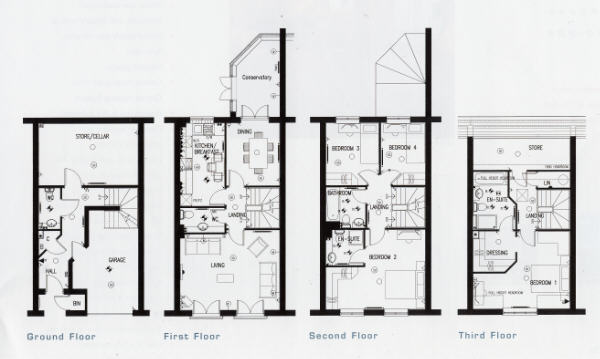 4 Bedroom town house floor plan